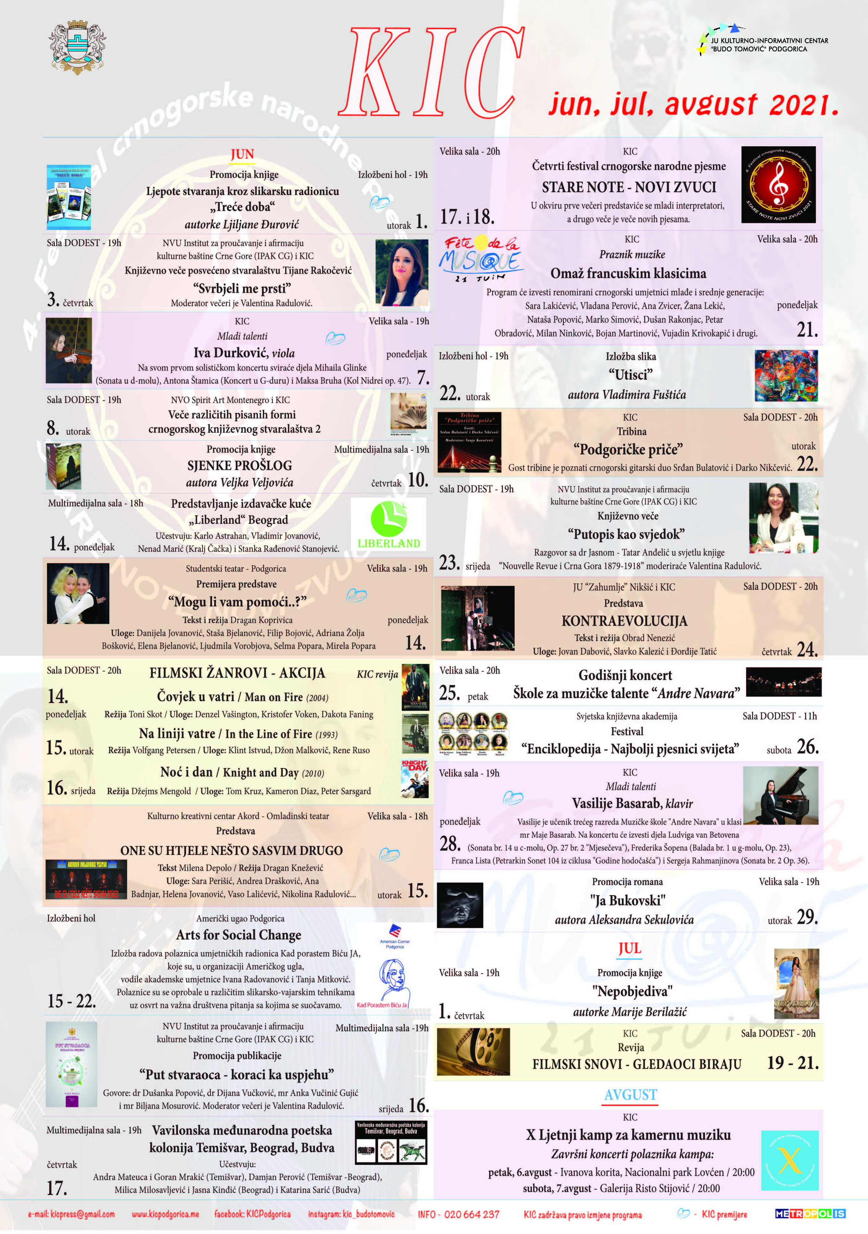 REPERTOAR KIC-A ZA JUN, JUL I AVGUST