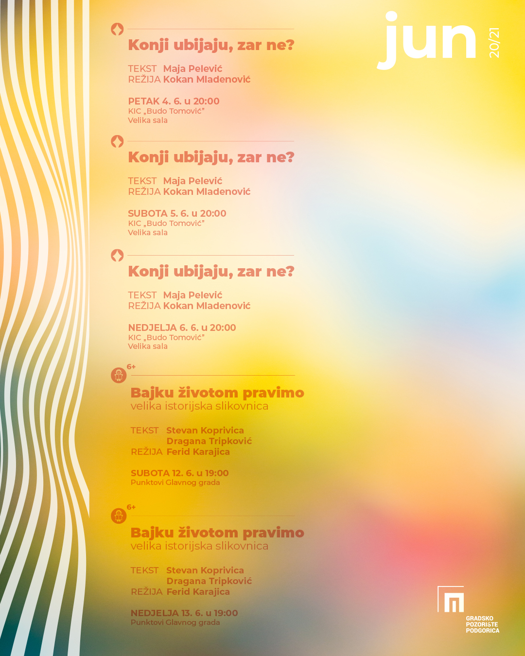 Repertoar Gradskog pozorišta Podgorica za jun mjesec