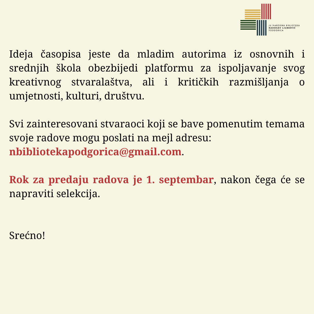 Nova prilika za mlade autore da učestvuju u kreiranju  časopisa "Latica"