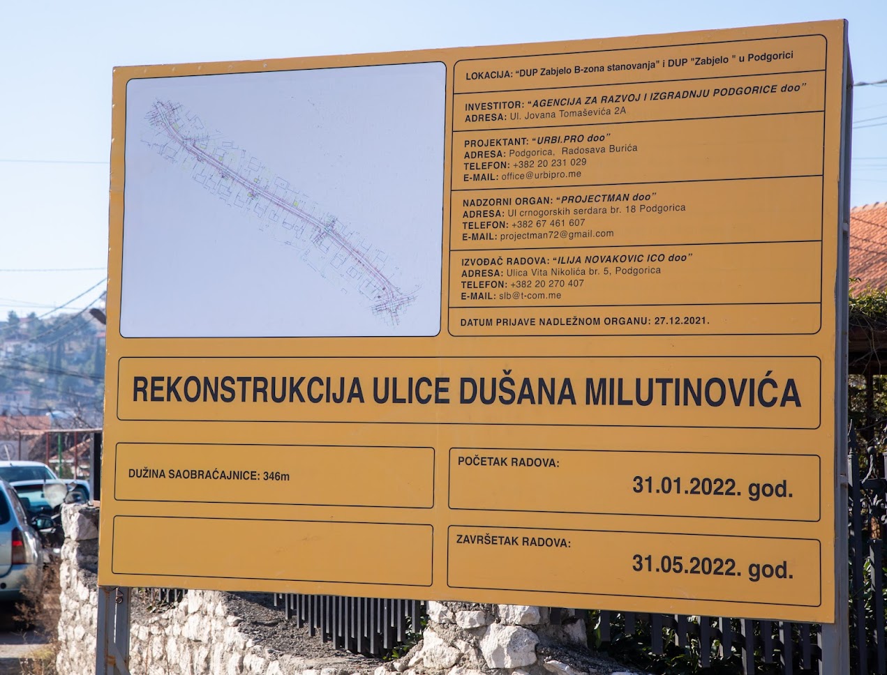 U toku radovi na rekonstrukciji Ulice Dušana Milutinovića; Zabjelo dobija još jednu modernu saobraćajnicu