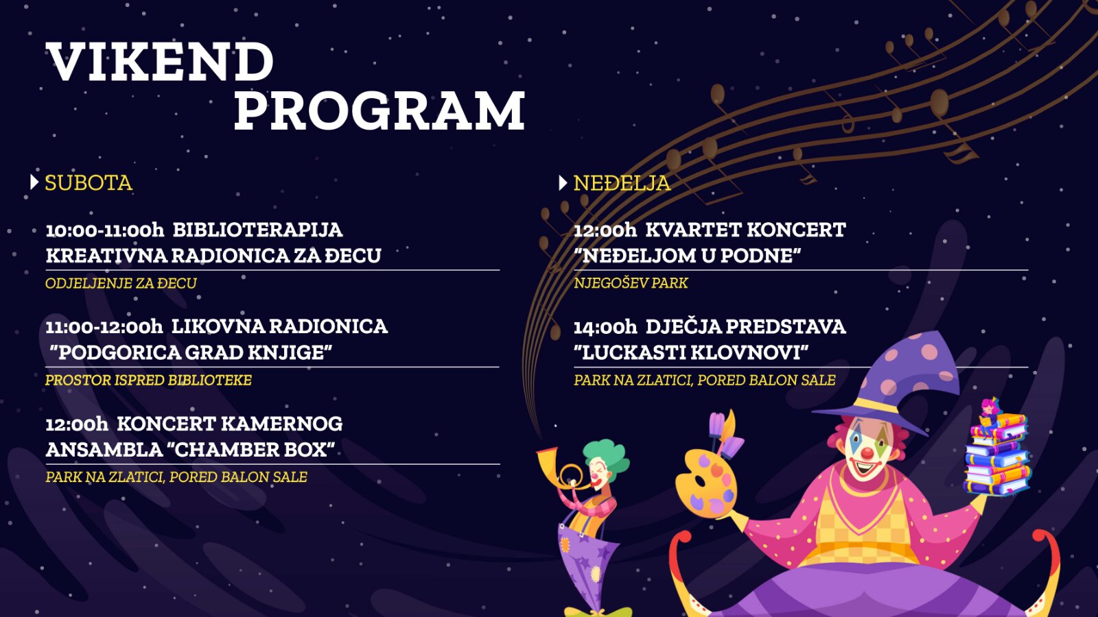 Najava: Vikend program u Podgorici