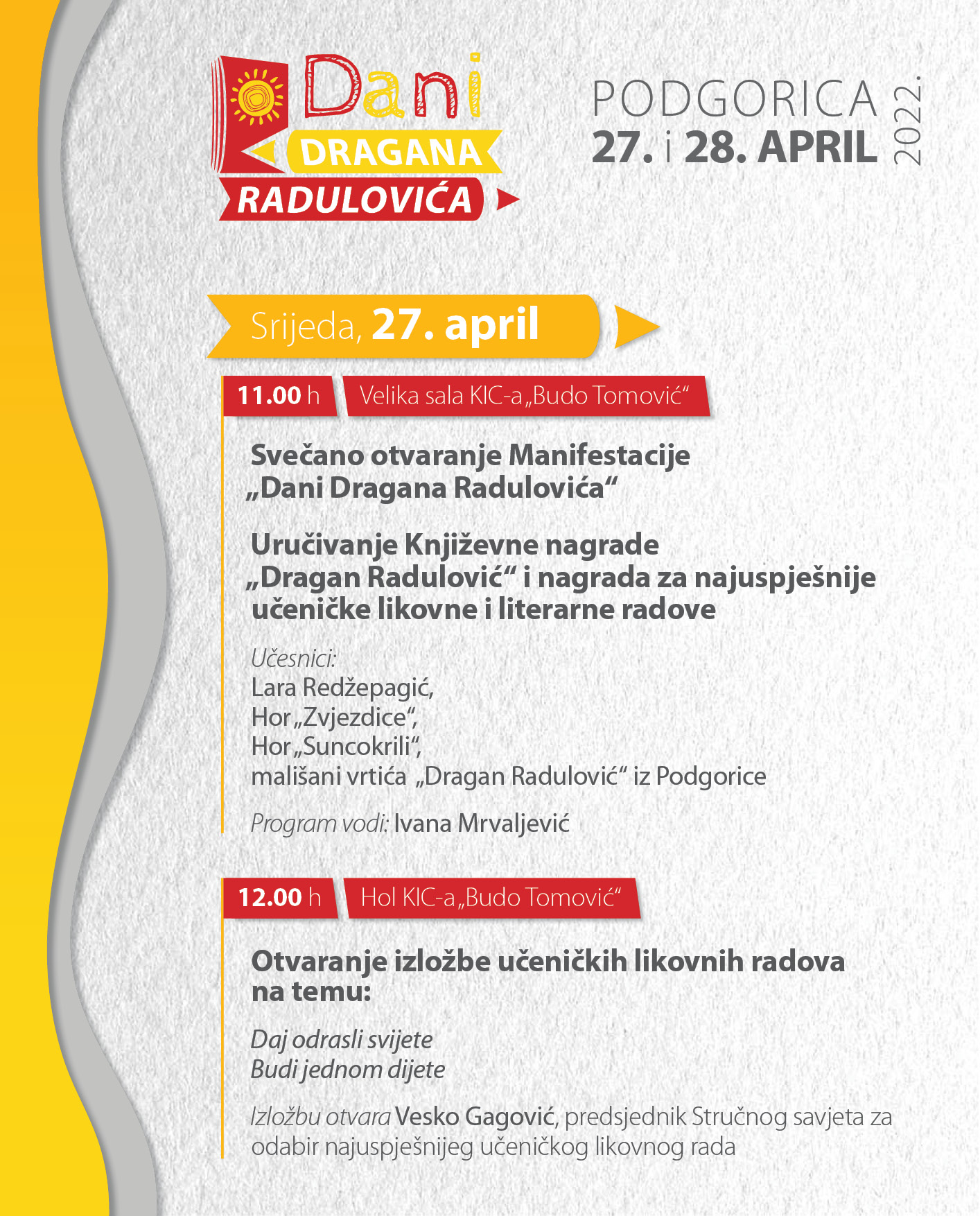 Manifestacija "Dani Dragana Radulovića" počinje sjutra