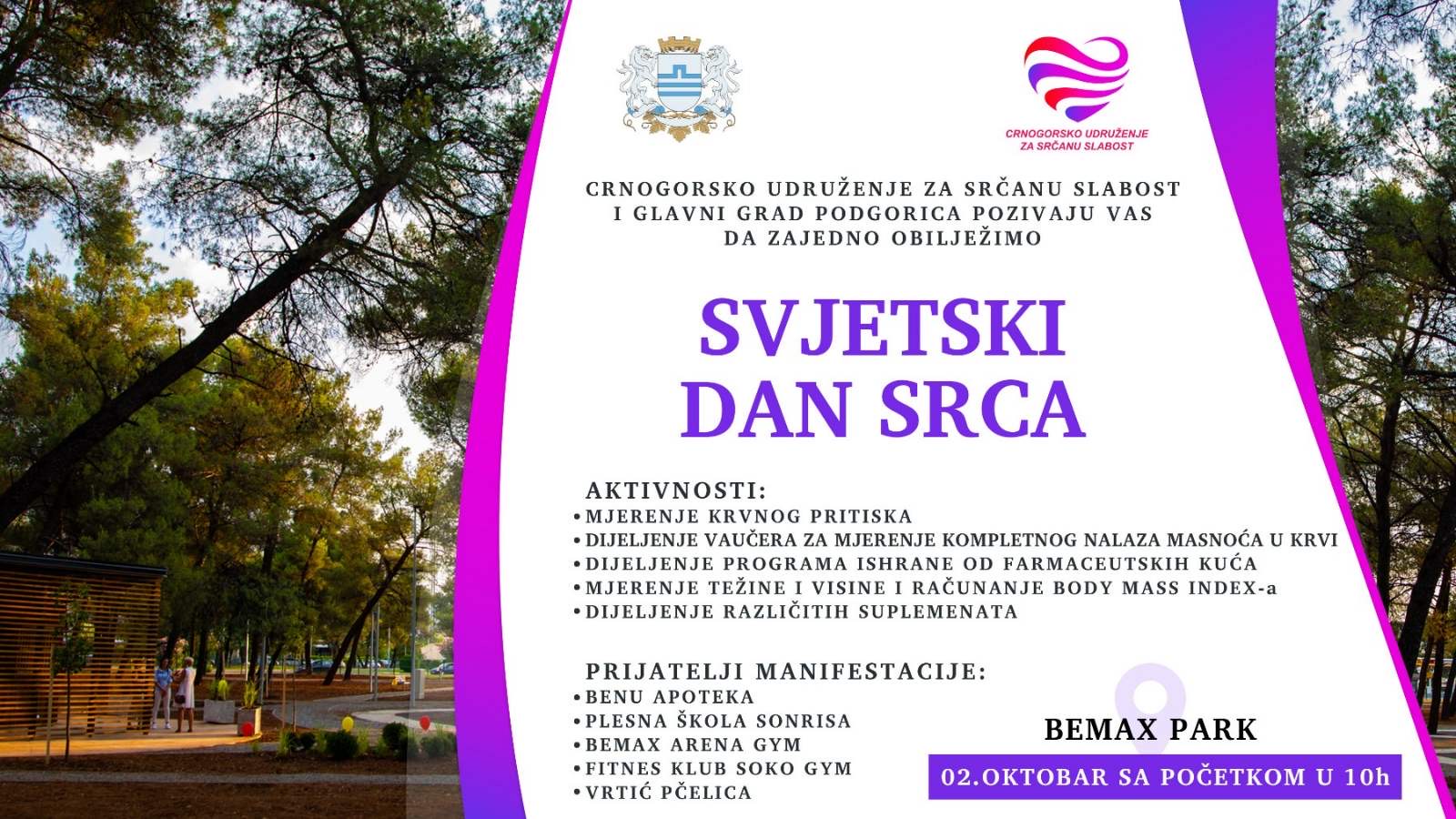 Svjetski dan srca obilježiće se i ove godine brojnim sadržajima