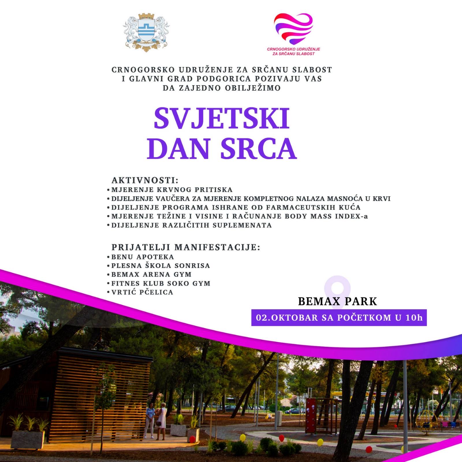 Svjetski dan srca obilježiće se i ove godine brojnim sadržajima