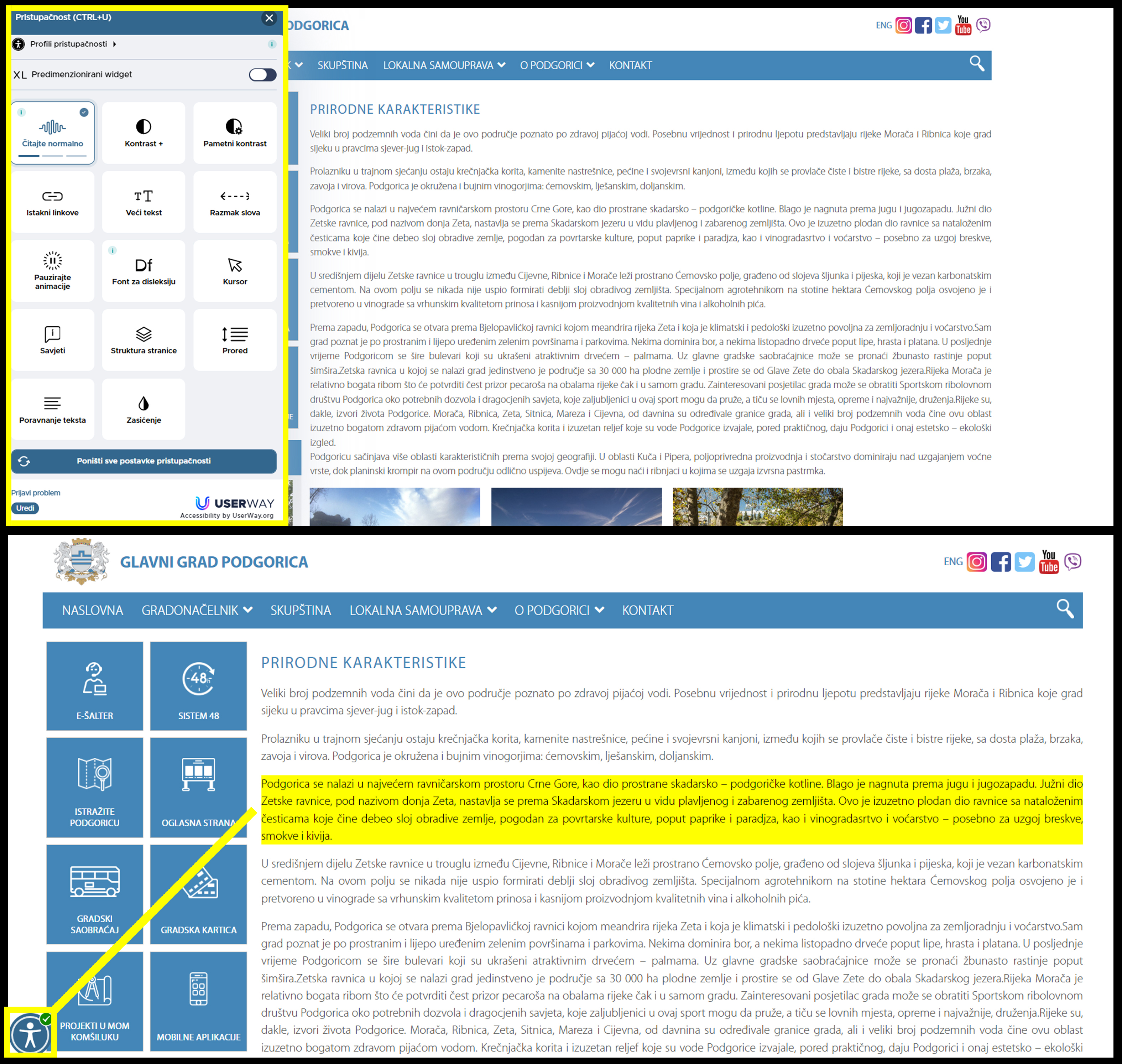 Web portal Glavnog grada prilagođen osobama sa oštećenim vidom