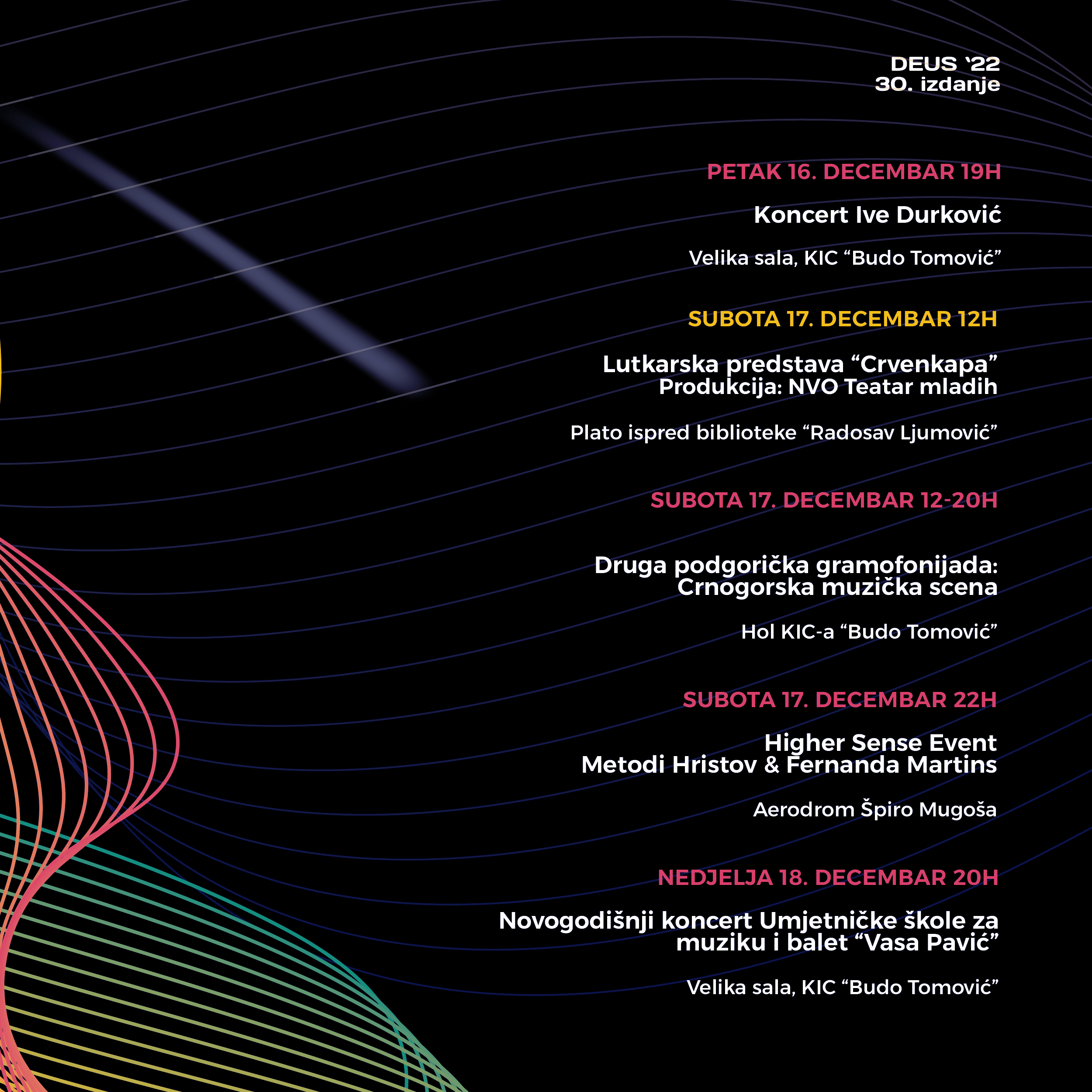 Počinje jubilarno 30.izdanje DEUS-a;  Bogat kulturni program u Podgorici do kraja mjeseca