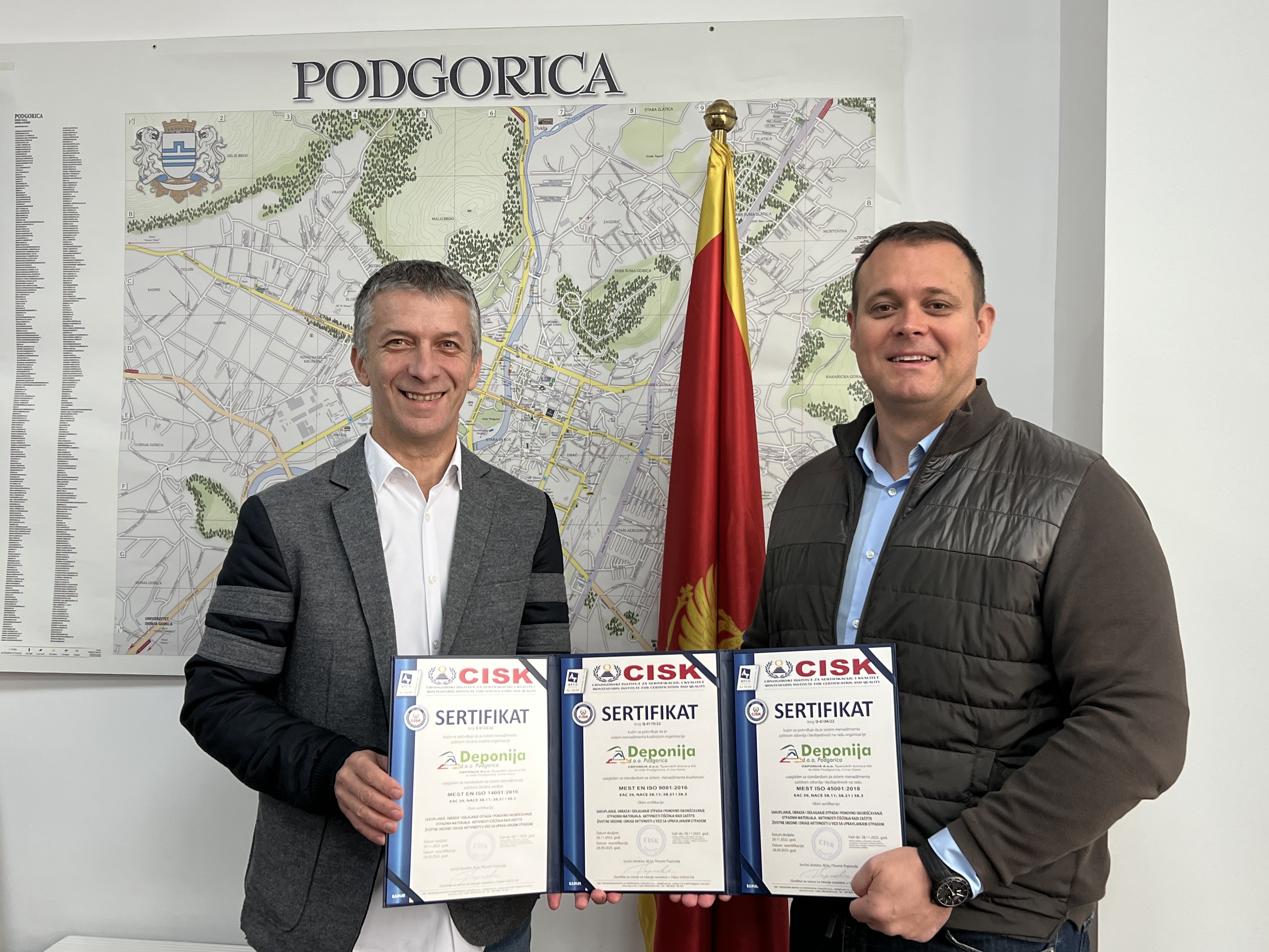 Gradsko preduzeće "Deponija" nastavlja sa unapređenjem poslovanja; Uručeni sertifikati za integrisani sistem menadžmenta