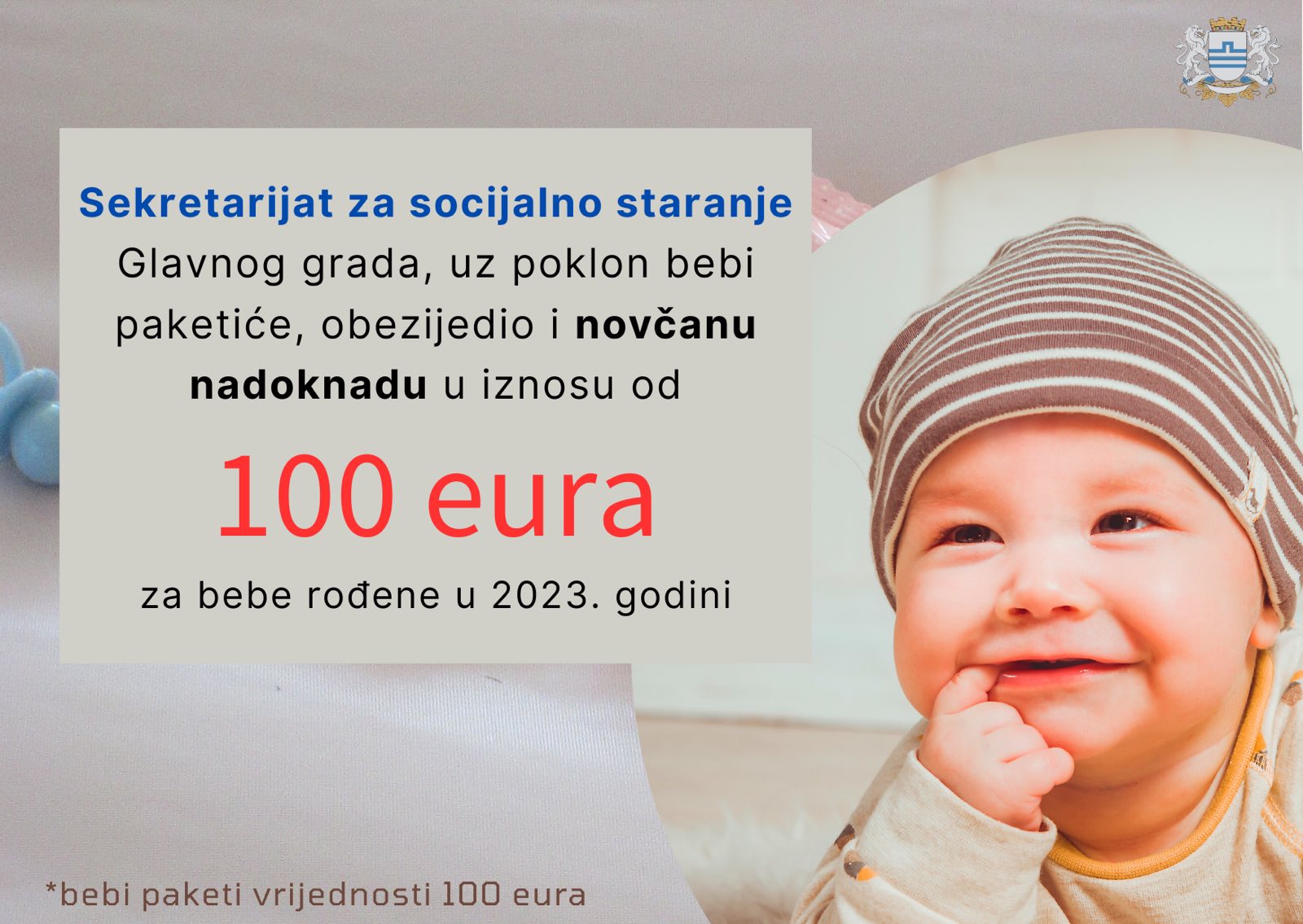 Glavni grad izdvojio 350.000 eura za bebe rođene u 2023. godini