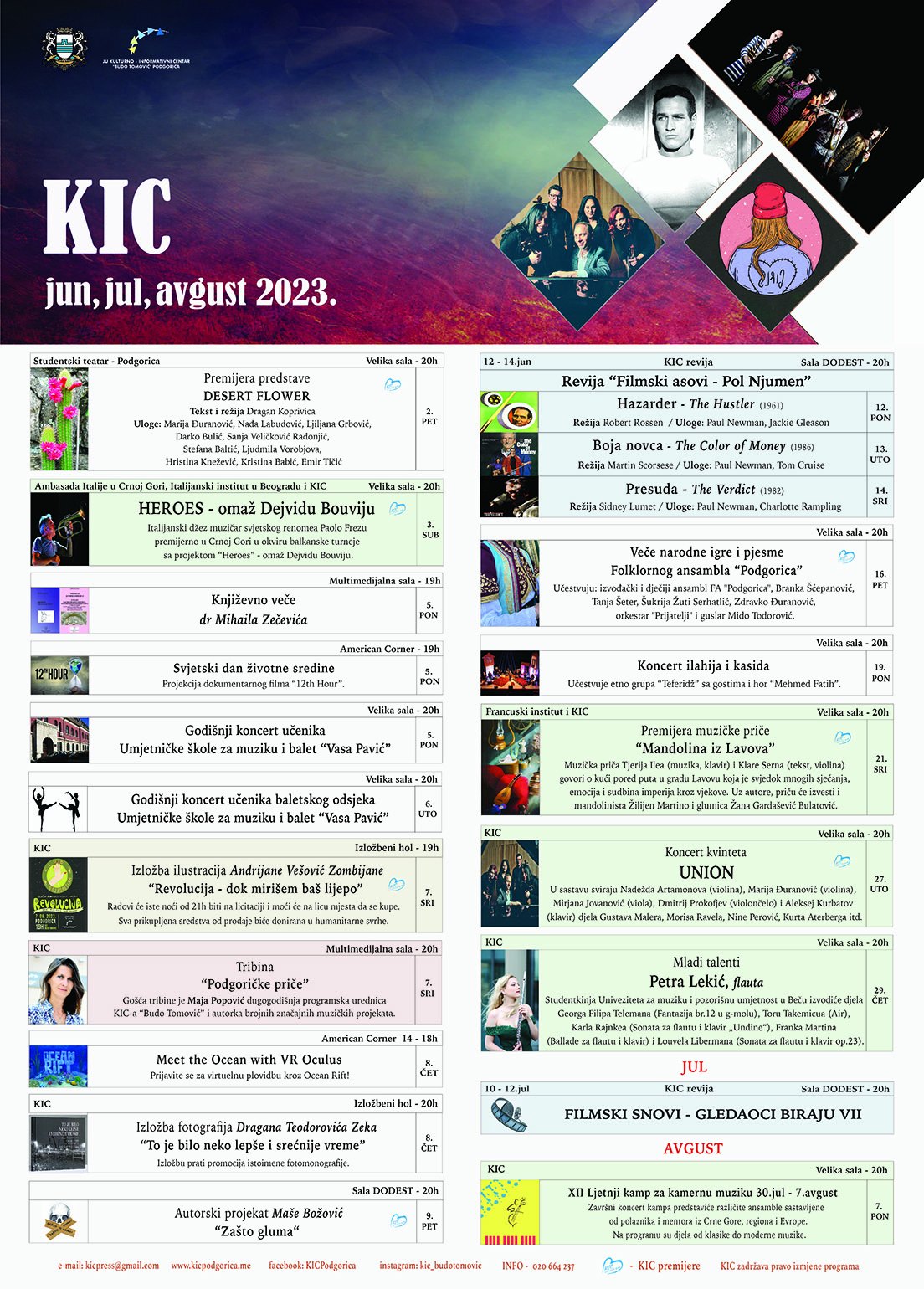 Repertoar KIC-a za jun, jul i avgust