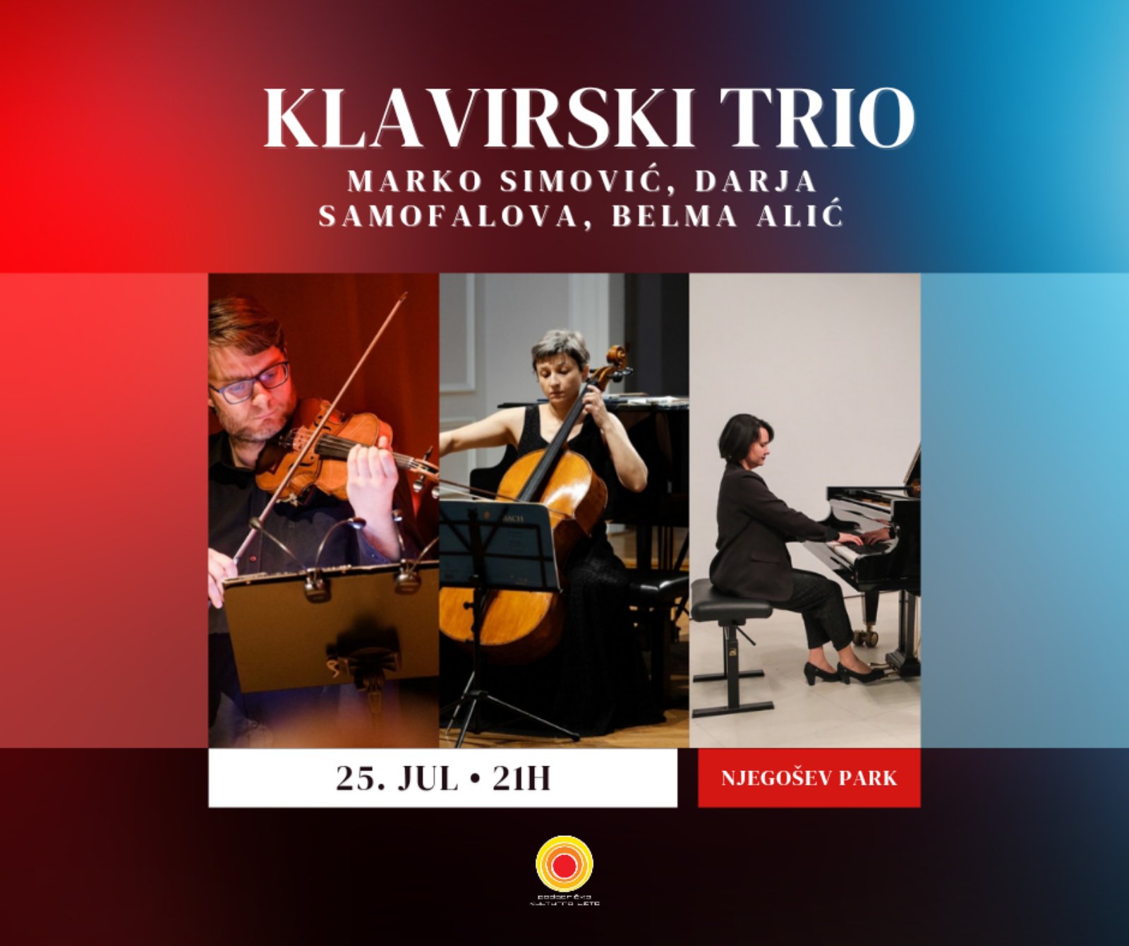 Koncert klavirskog trija Simović, Samofalova, Alić u Njegoševom parku