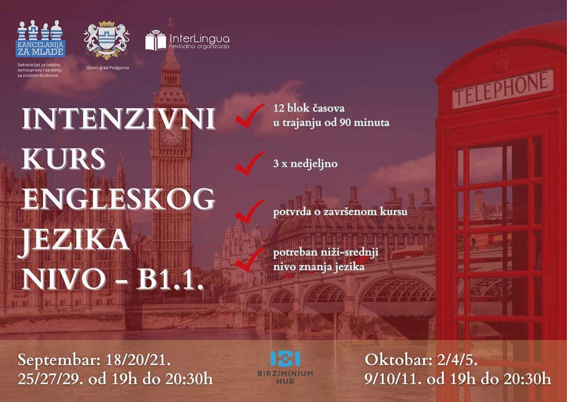 Kancelarija za mlade organizuje intezivan kurs engleskog jezika nivo B1.1