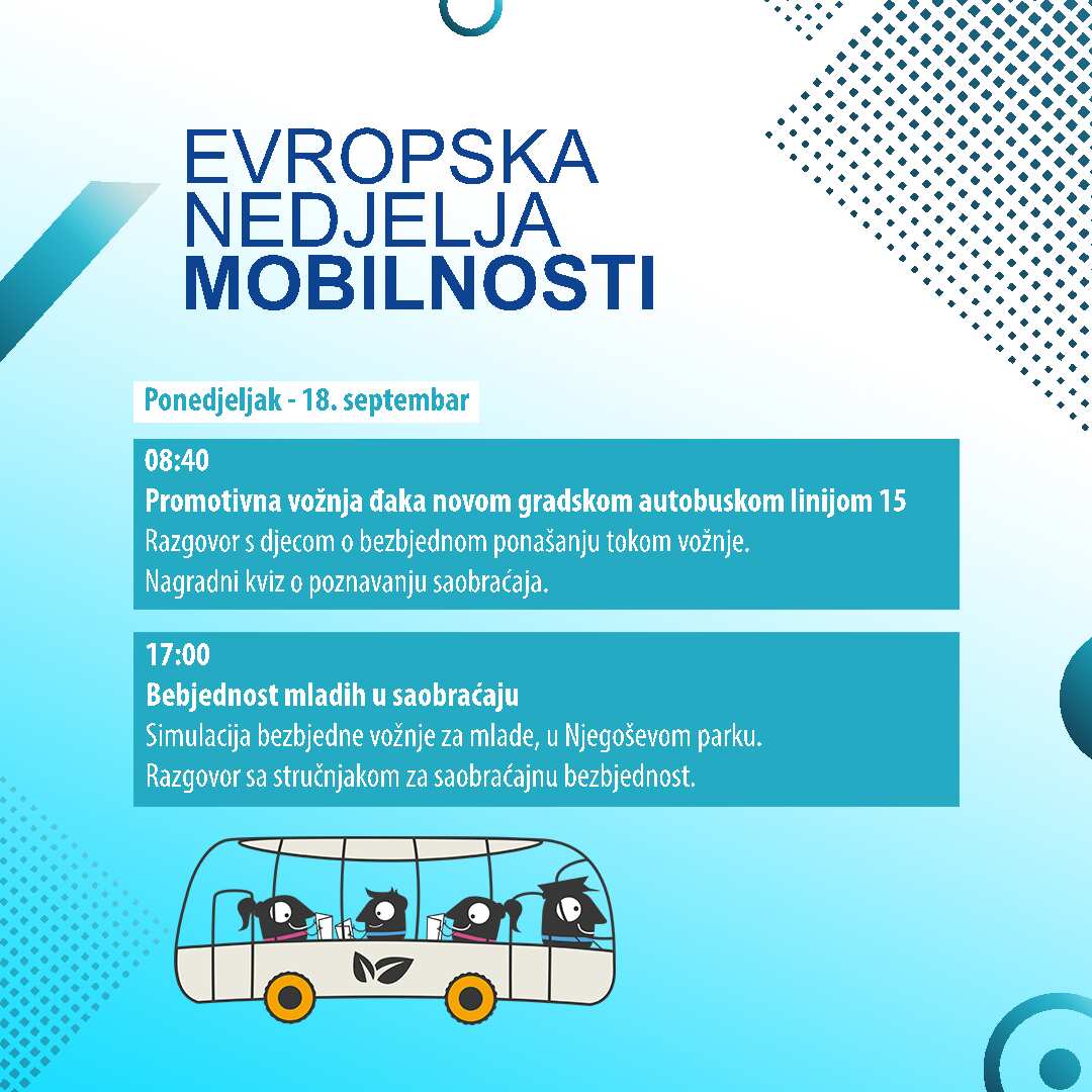 Promo vožnja đaka novom gradskom linijom 15;  Bezbjednost mladih u saobraćaju