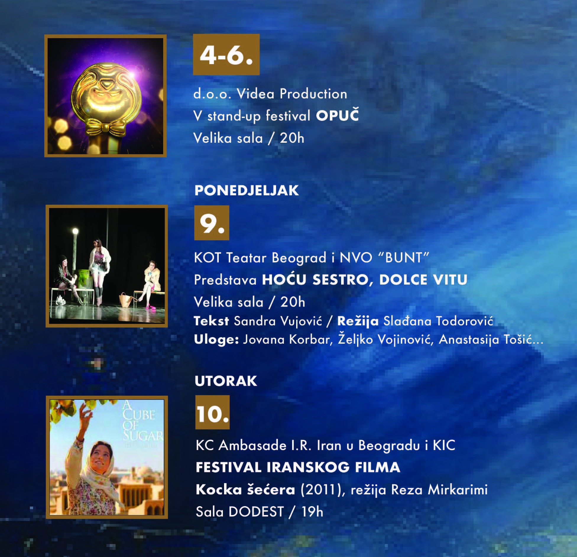 RAZNOVRSNE UMJETNIČKO - SCENSKE FORME NA SCENAMA KIC-a