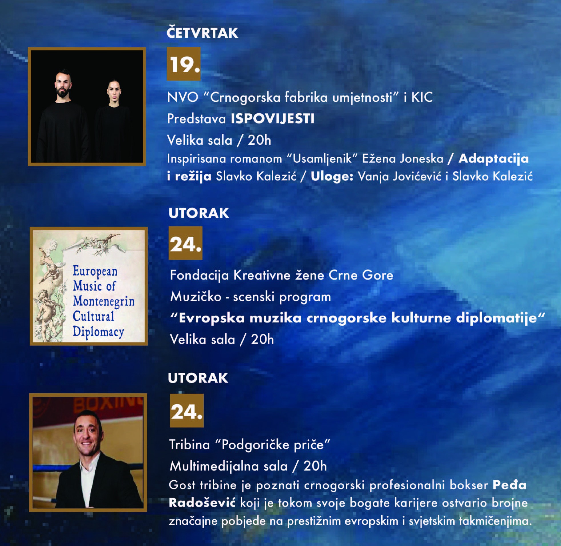 RAZNOVRSNE UMJETNIČKO - SCENSKE FORME NA SCENAMA KIC-a