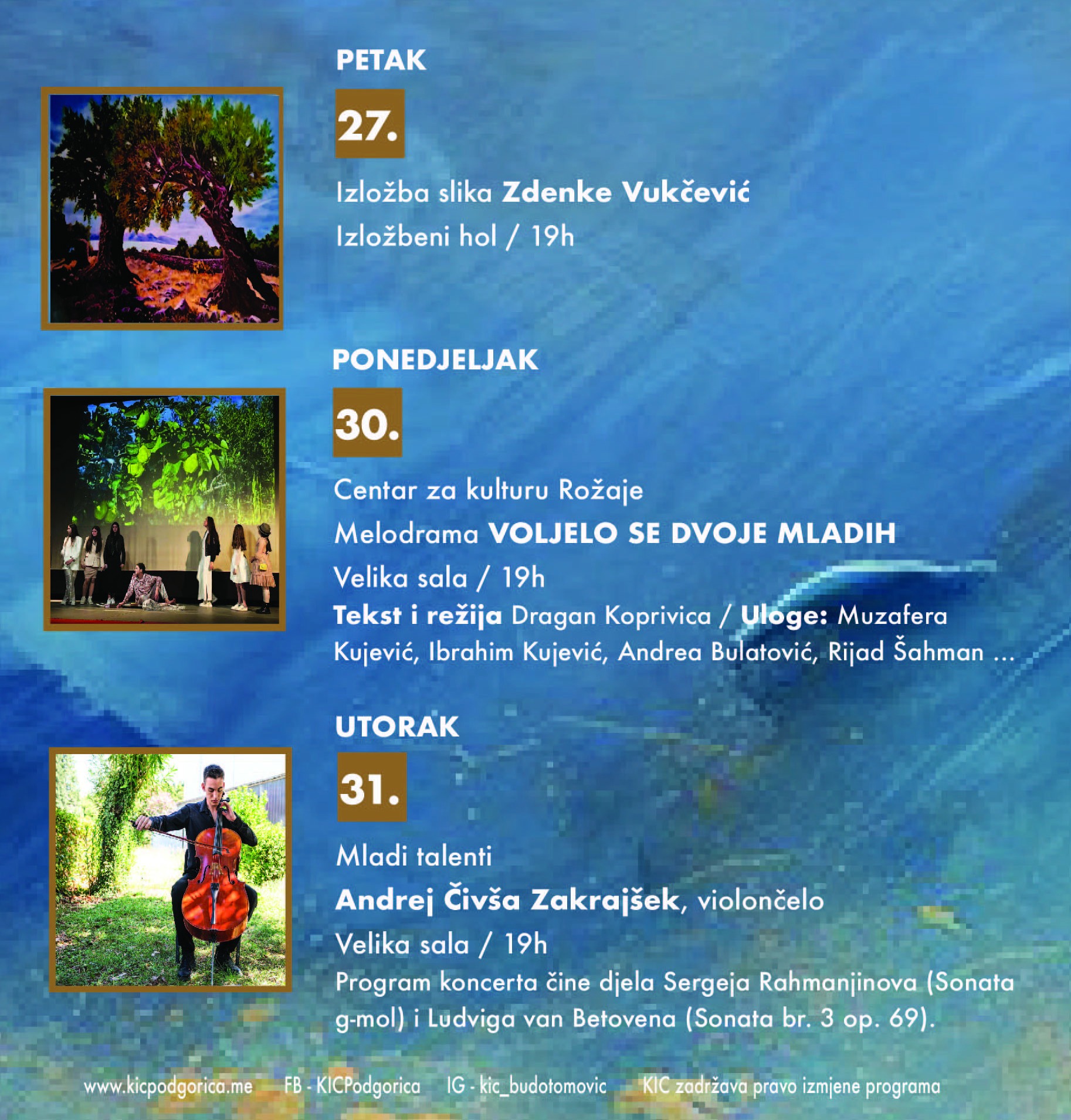 RAZNOVRSNE UMJETNIČKO - SCENSKE FORME NA SCENAMA KIC-a