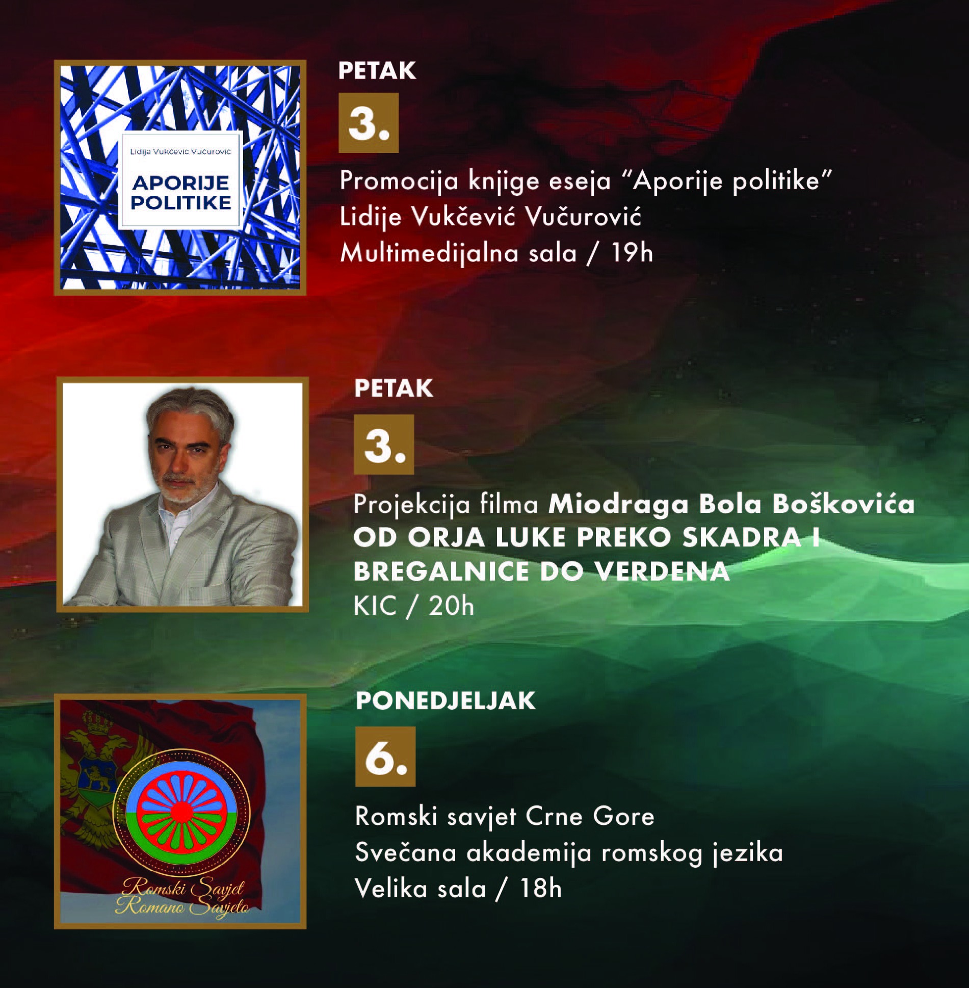 Žanrovski raznovrstan program u KIC-u "Budo Tomović"