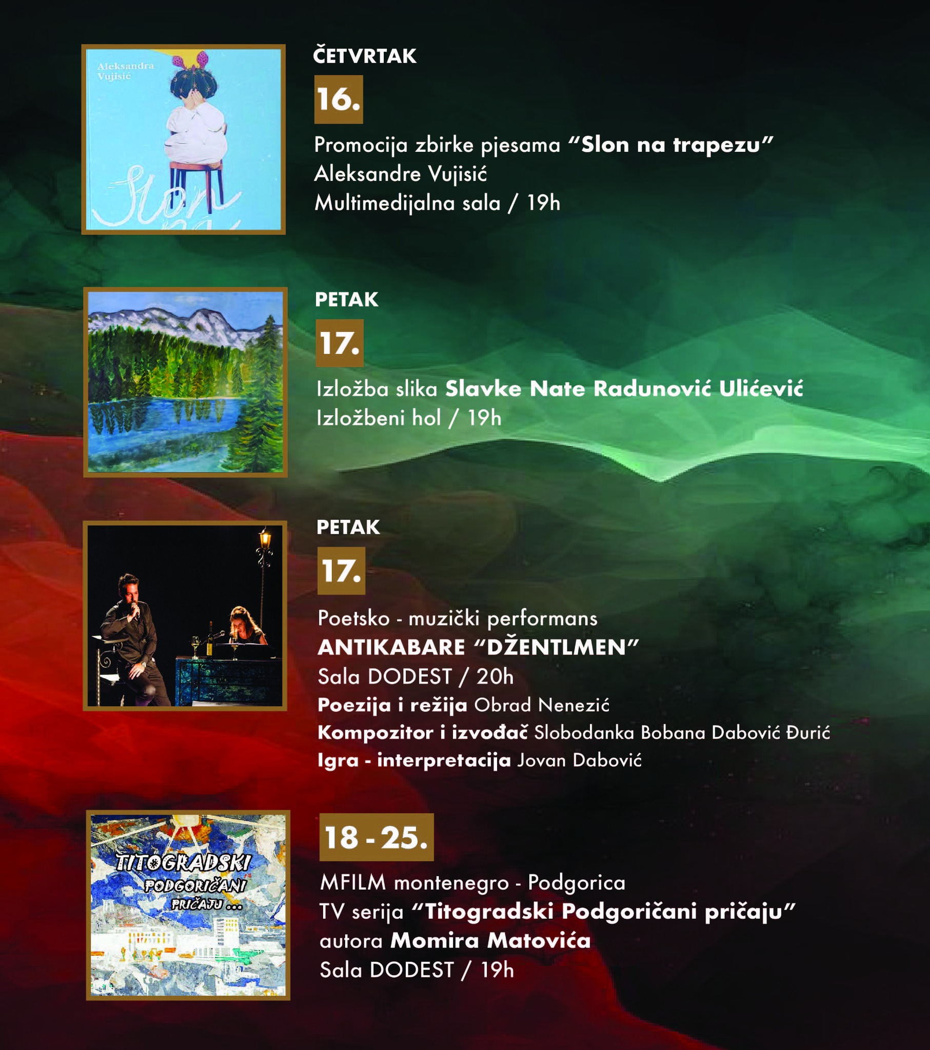 Žanrovski raznovrstan program u KIC-u "Budo Tomović"