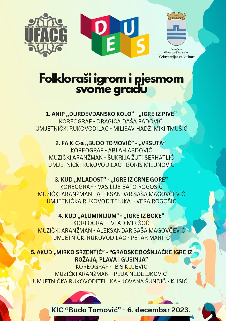 Koncert “Folkloraši igrom i pjesmom svome gradu” u KIC-u “Budo Tomović”