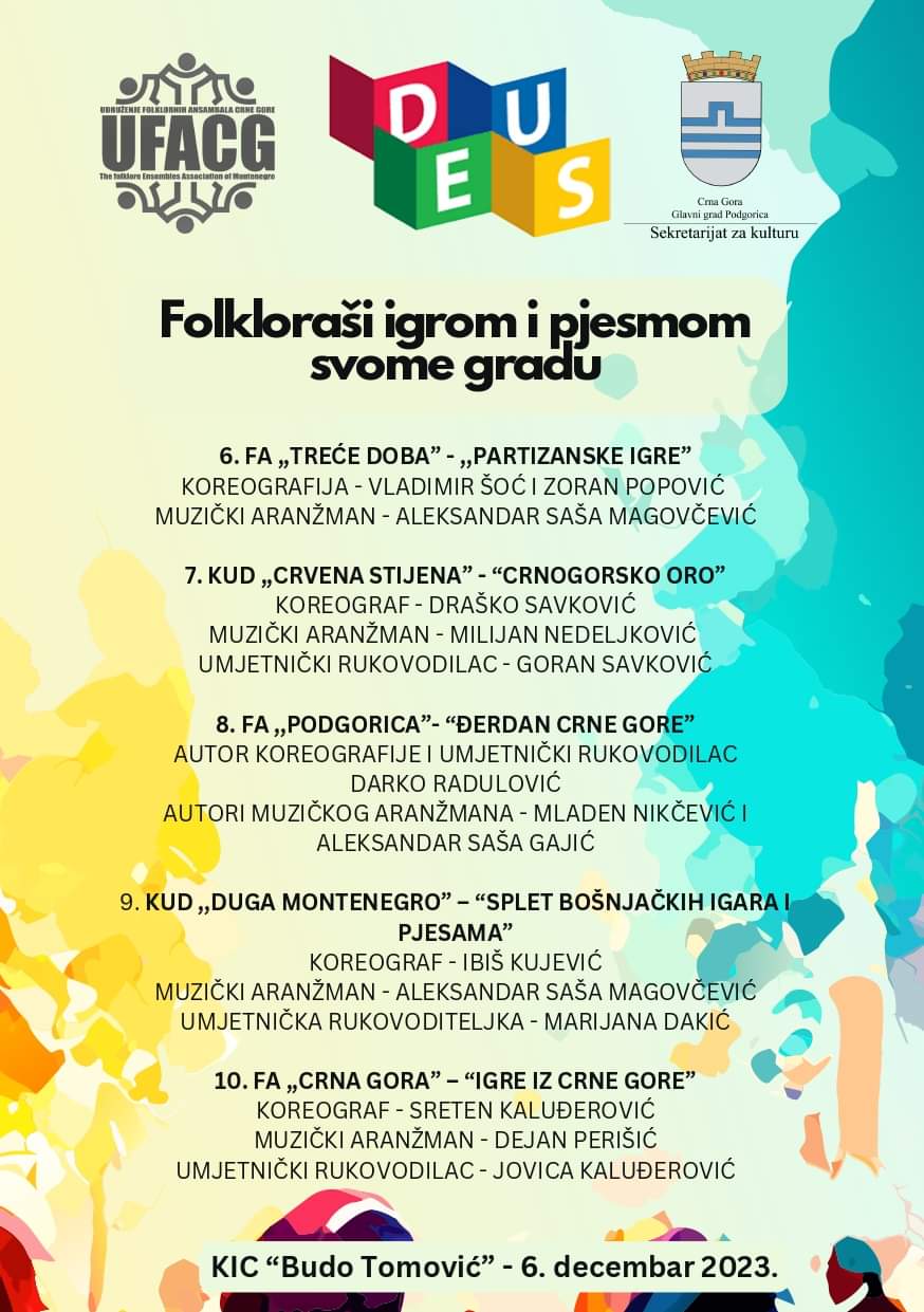 Koncert “Folkloraši igrom i pjesmom svome gradu” u KIC-u “Budo Tomović”