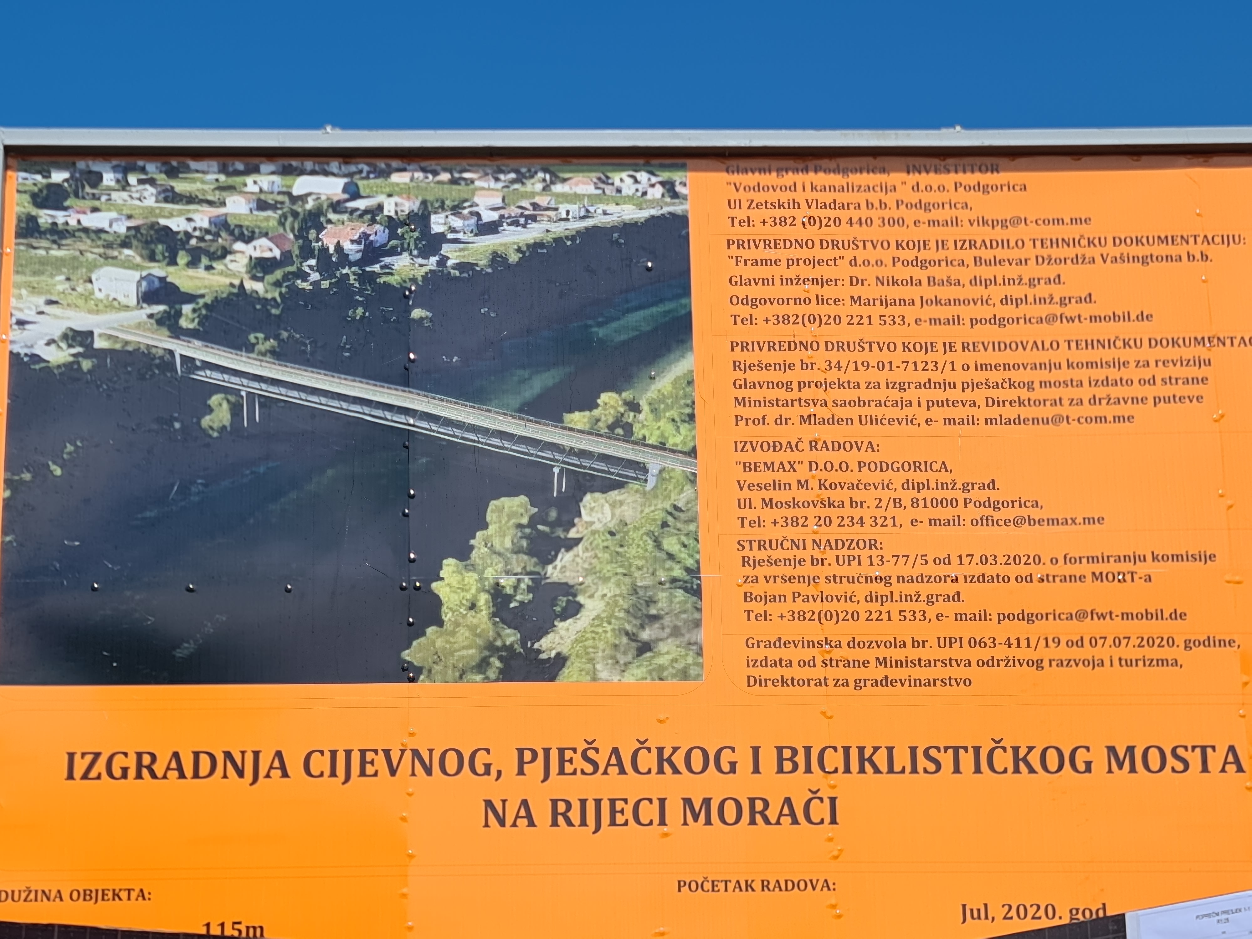 Najava: Obilazak radova na izgradnji pješačkog mosta u okviru projekta izgradnje postrojenja za prečišćavanja otpadnih voda (PPOV)