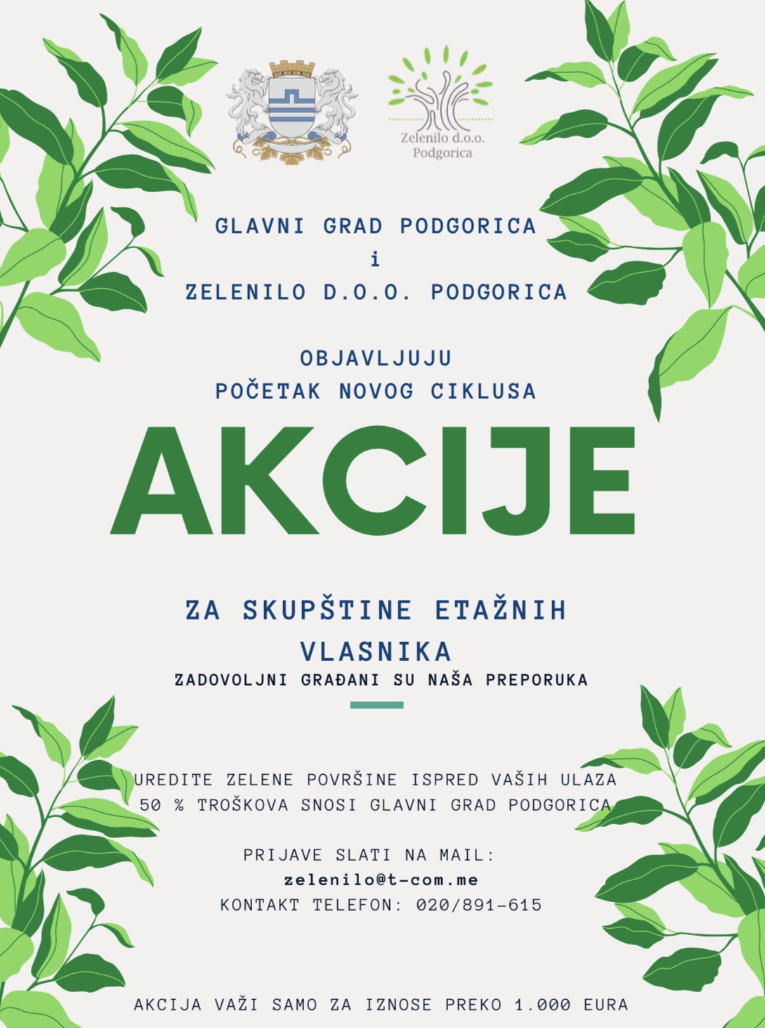 Počinje novi ciklus akcije uređenja zelenih površina za Skupštine etažnih vlasnika; Glavni grad i Zelenilo i ove godine pokrivaju 50% troškova