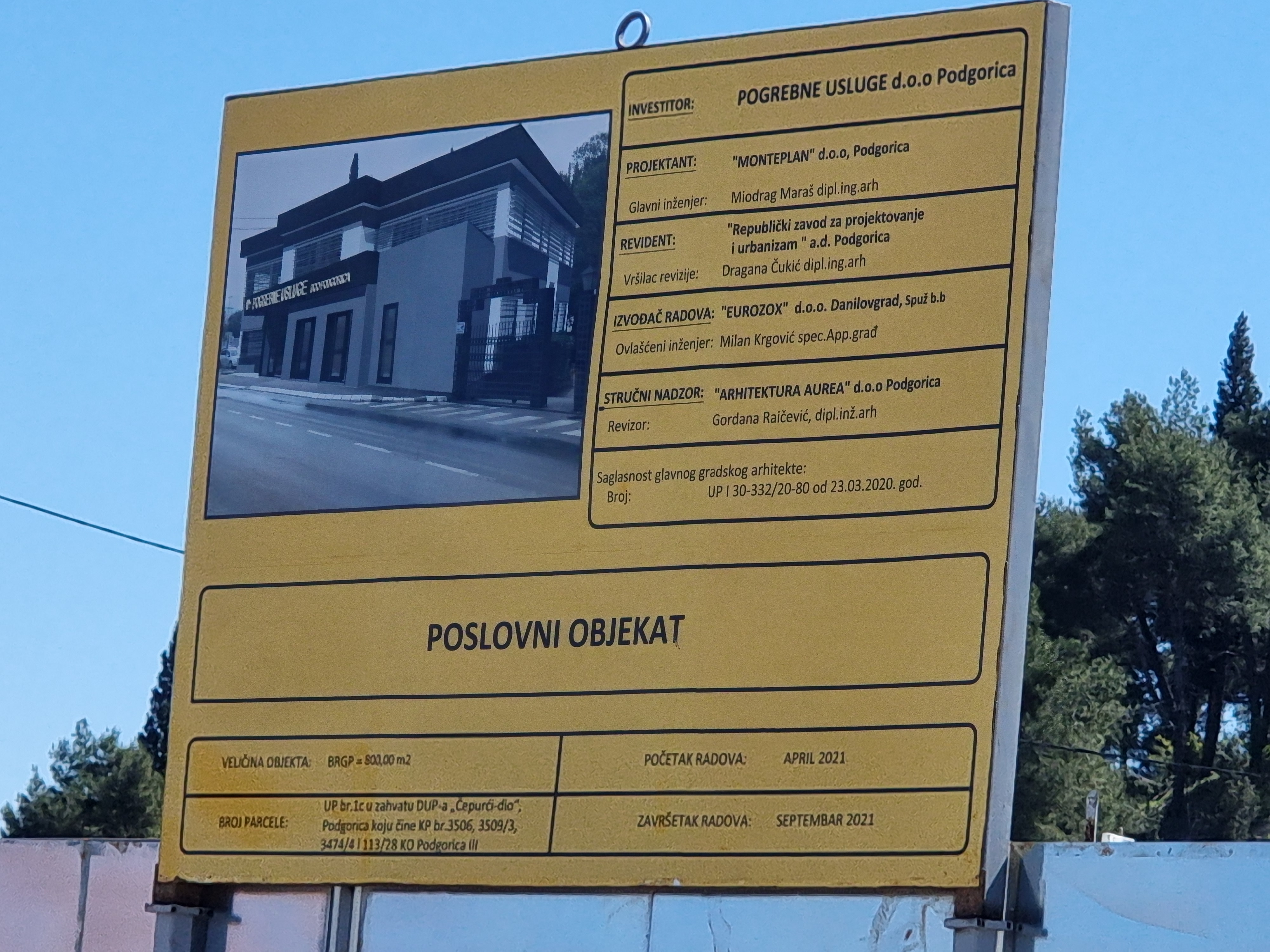 Najava: Početak izgradnje poslovne zgrade gradskog preduzeća Pogrebne usluge