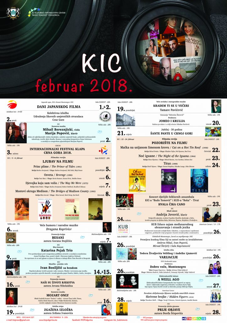 Tokom februara preko 30 programa u KIC-u &#8220;Budo Tomović&#8221;